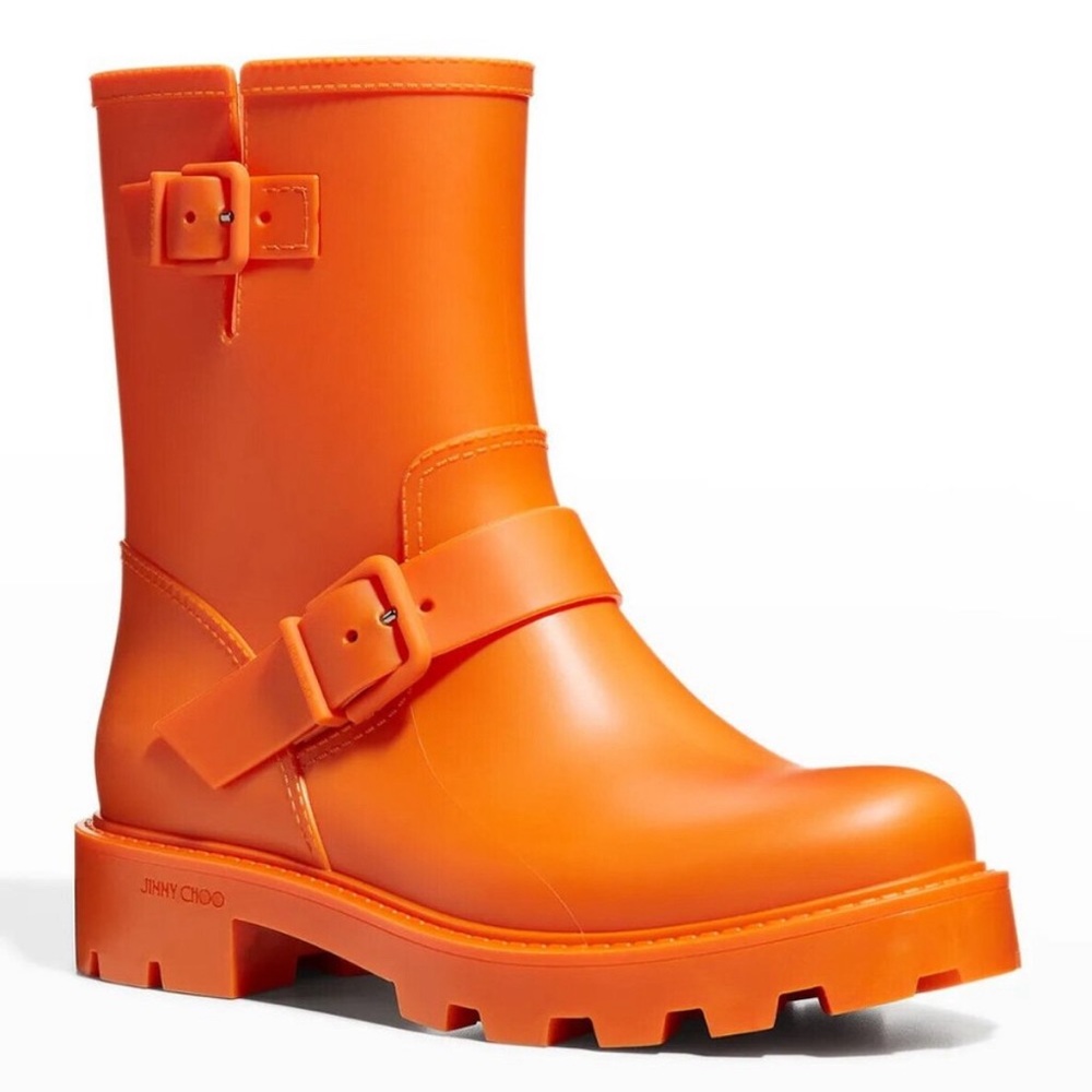 JIMMY CHOO Yael Short Moto Rain Booties